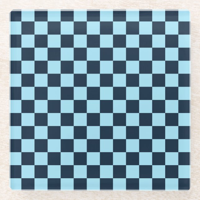 Alpines Eis-Schachbrettmuster Glasuntersetzer (Vorderseite)