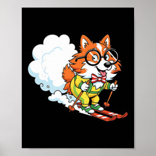 Alpinskihund nerdiger Corgi-Schlips Gles Poster