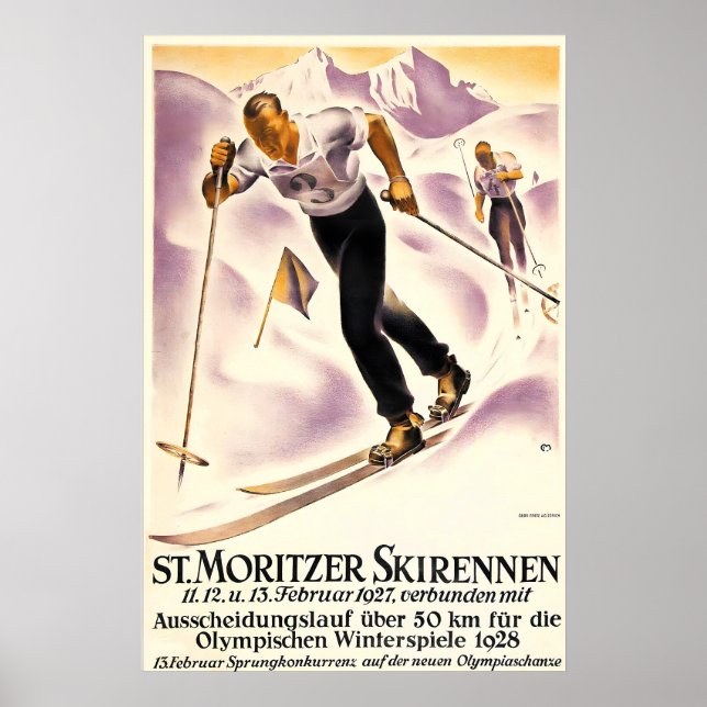 Alps Mountain Cross-country Ski Saint Moritz Poster (Vorne)