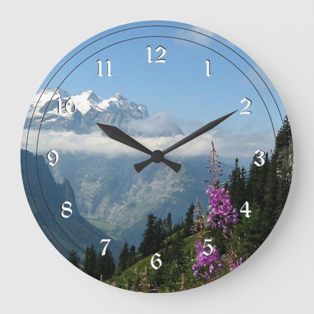Alps - Switzerland beautiful scenic photograph Große Wanduhr (Vorderseite)