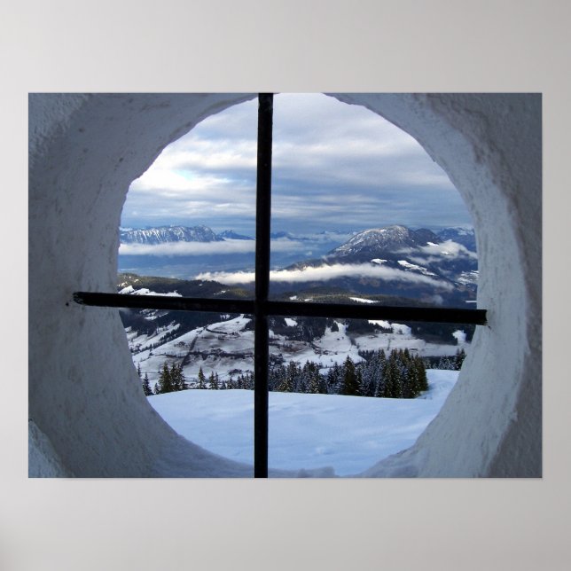 Alps Window View Foto Poster (Vorne)