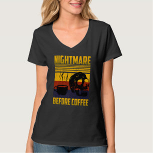 Alptraum vor dem Kaffee Skelett & Tasse Halloween T-Shirt