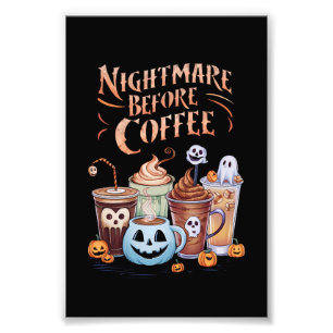 Alptraum vor Kaffee-Kürbis-Gewürz-Halloween Fotodruck