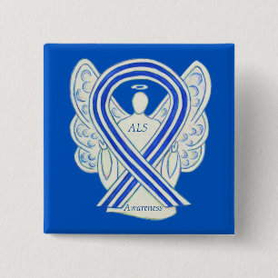 ALS Angel Awareness Ribbon Custom Art Button