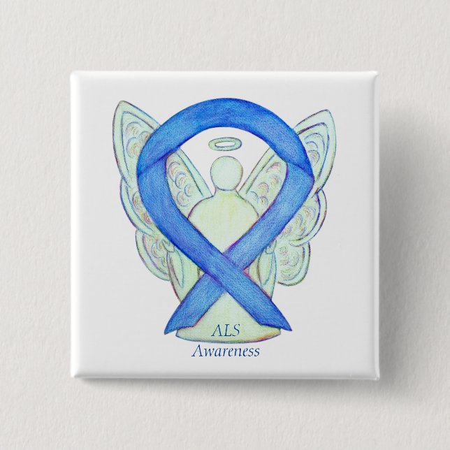 ALS Angel Awareness Ribbon Custom Art Button (Vorderseite)