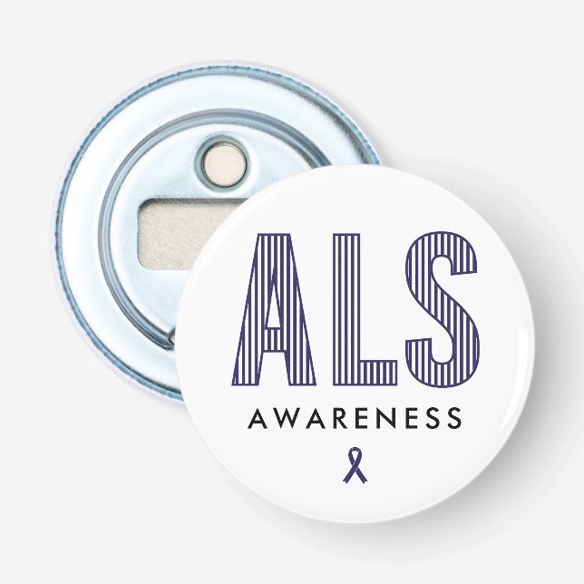 ALS Awareness Blue Ribbon Flaschenöffner (Vorderseite)