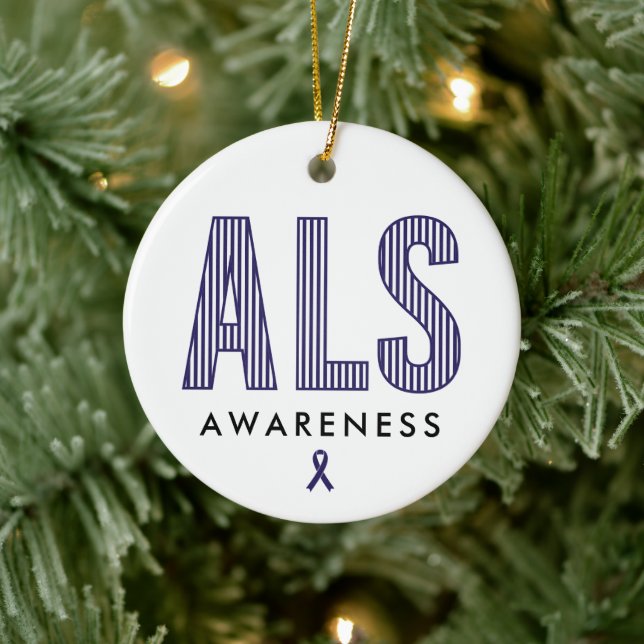 ALS Awareness Blue Ribbon Keramik Ornament (Baum)