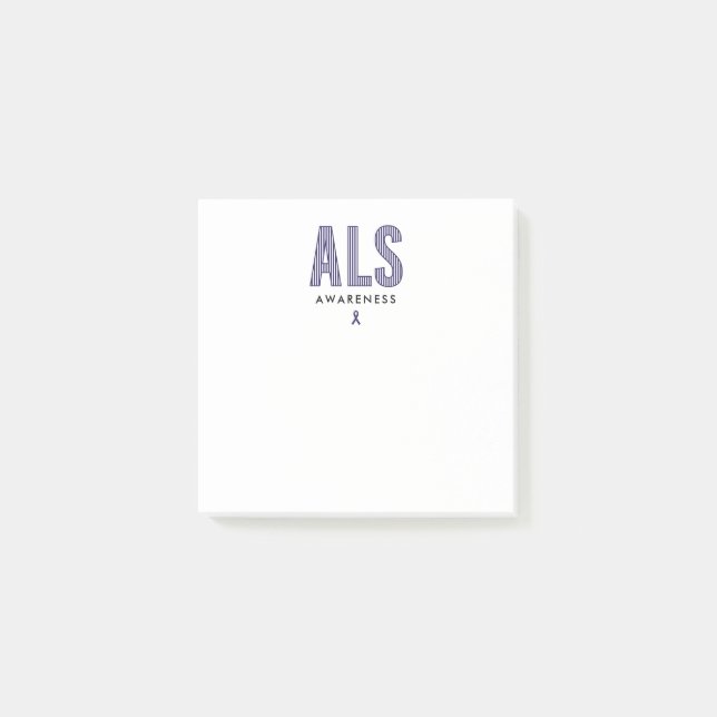 ALS Awareness Blue Ribbon Post-it Klebezettel (Vorderseite)