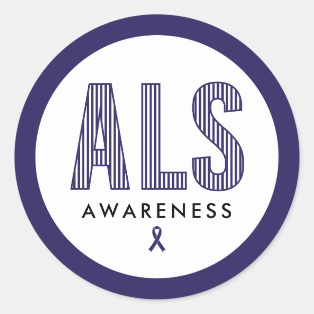 ALS Awareness Blue Ribbon Runder Aufkleber (Vorderseite)