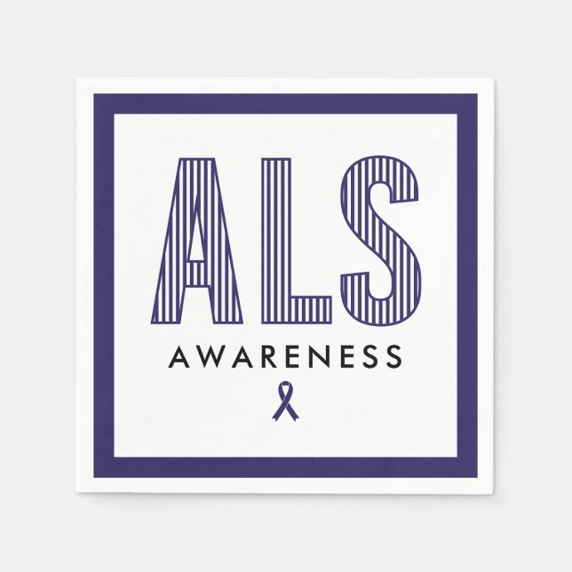 ALS Awareness Blue Ribbon Serviette (Vorderseite)