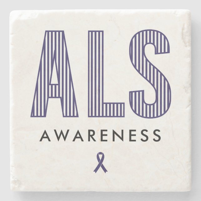 ALS Awareness Blue Ribbon Steinuntersetzer (Vorderseite)