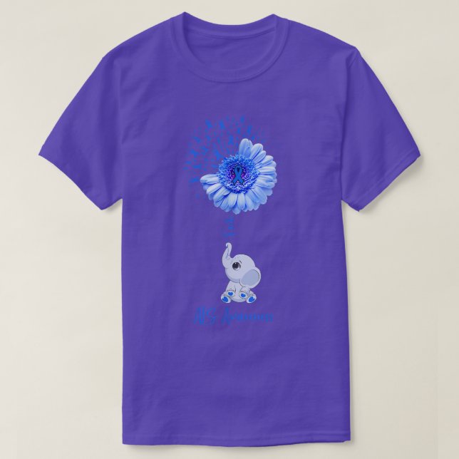 ALS Awareness Faith Elephant Survivor Fighter  T-Shirt (Design vorne)