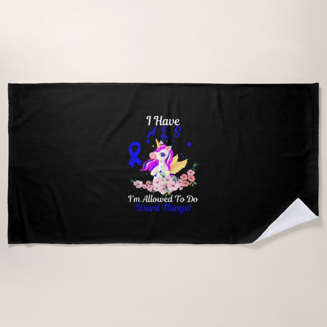 ALS Awareness Funny Unicorn Support Quote Family F Strandtuch (Vorderseite)