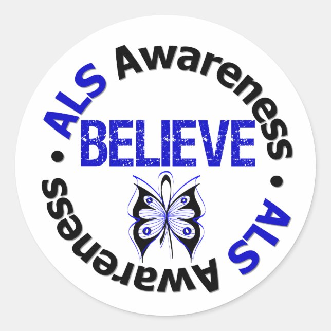 ALS Awareness glaubt Butterfly Ribbon Runder Aufkleber (Vorderseite)