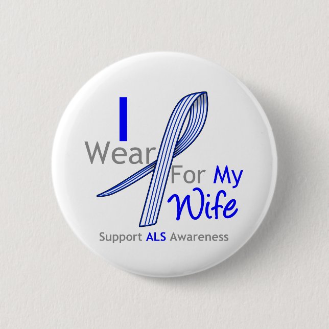 ALS Awareness Ich trage ALS Band für meine Ehefrau Button (Vorderseite)