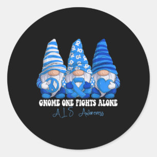 Als Awareness Month Blue Ribbon Gnomos Unterstützu Runder Aufkleber