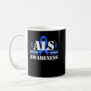 ALS Awareness Patient Support Gift Blue Ribbon Rec Kaffeetasse