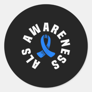 Als Awareness Pocket tragen Blue Ribbon als Krankh Runder Aufkleber