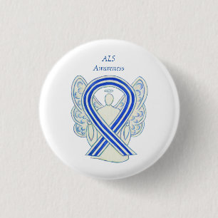 ALS Awareness Ribbon Angel Art Button Buttone