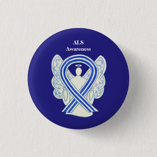 ALS Awareness Ribbon Angel Art Button Buttone (Vorderseite)