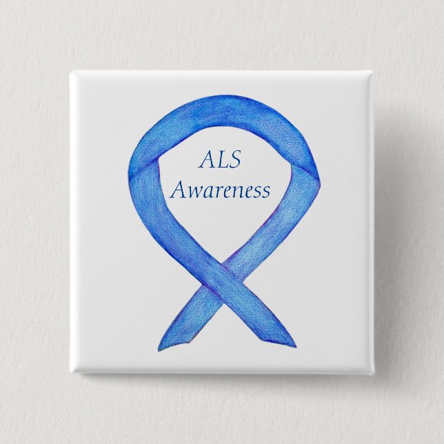 ALS Awareness Ribbon Custom Art Button (Vorderseite)
