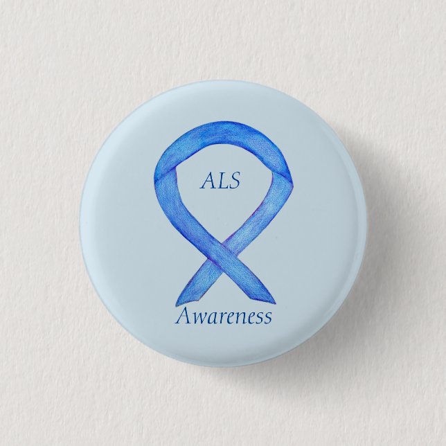 ALS Awareness Ribbon Custom Art Button (Vorderseite)