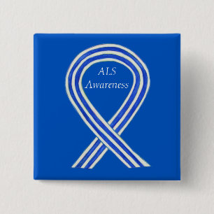ALS Awareness Ribbon Custom Art Button Buttone