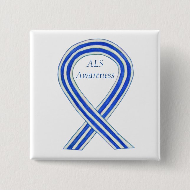 ALS Awareness Ribbon Custom Art Button Pins (Vorderseite)