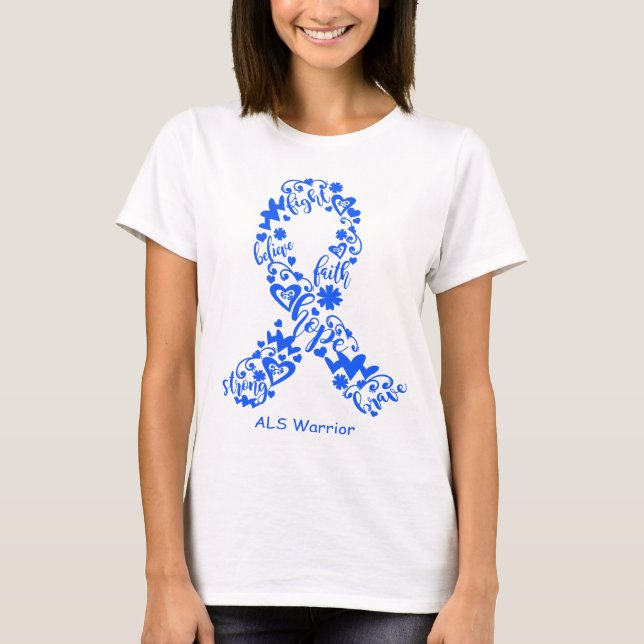ALS Awareness Ribbon Support Geschenke T-Shirt (Vorderseite)