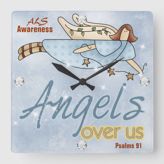 ALS Awareness Square Wall Clock Quadratische Wanduhr (Vorderseite)
