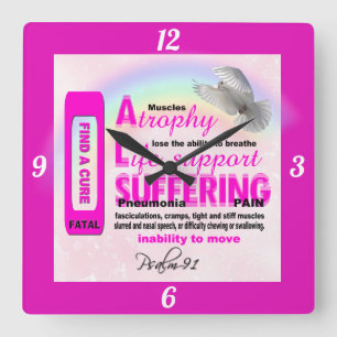 ALS Awareness Square Wall Clock Quadratische Wanduhr