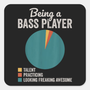 Als Bassist Musiker Funny Bass Gitarrist Quadratischer Aufkleber