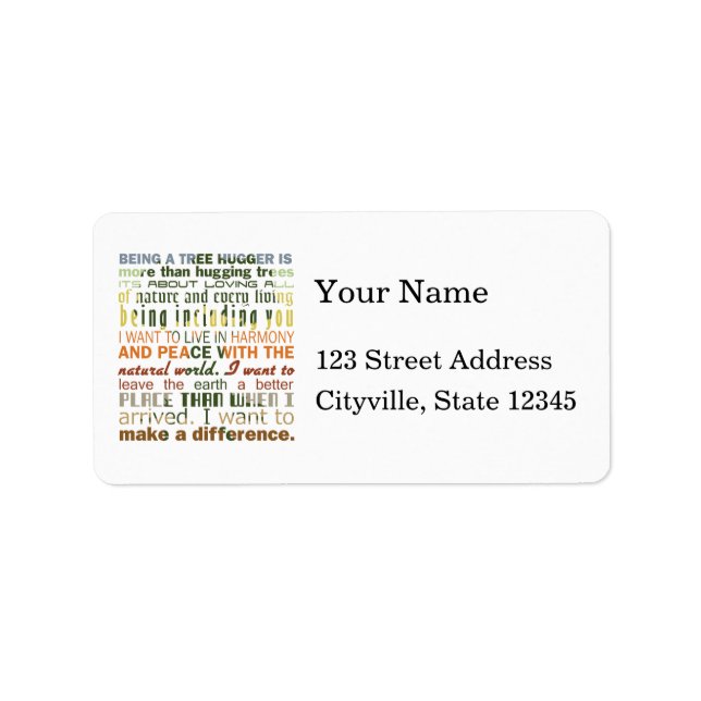Als Baum-Hugger Adressaufkleber (Vorne)