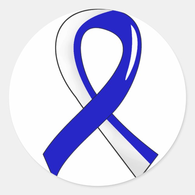 ALS Blue White Ribbon 3 Runder Aufkleber (Vorderseite)