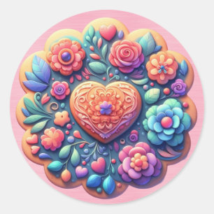Als Blume dekorierte Cookies Runder Aufkleber