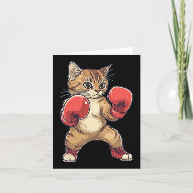 Als Boxer verkleidete Katze Boxen Männer Frauen Ki Karte (Vorderseite)