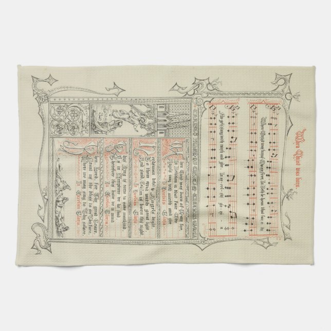 Als Christus Geboren war von Mary freiem mittelalt Geschirrtuch (Horizontal)