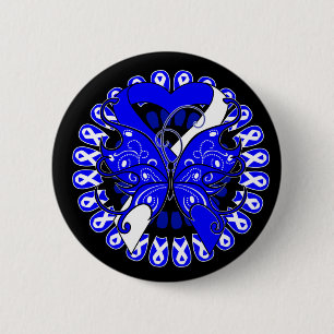 ALS Disease Butterfly Circle of Ribbons Button