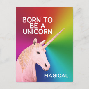 Als Einhorn-Statuenkopf Magischer Regenbogen gebor Postkarte