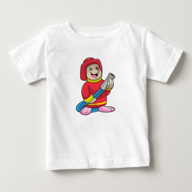 Als Feuerwehrmann mit Schlauch Baby T-shirt (Vorderseite)