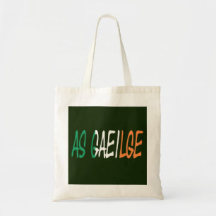 Als Gaeilge sich auf irischer Flagge überlagerte Tragetasche