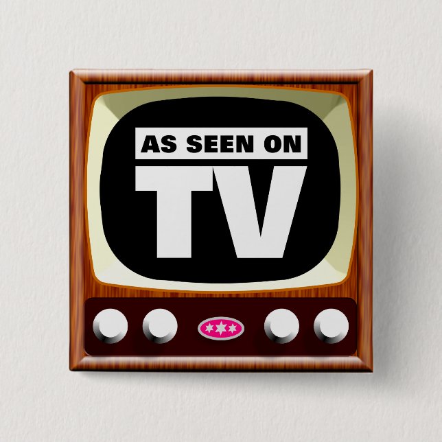 Als gesehenes im Fernsehen - Retro Fernsehen Button (Vorderseite)