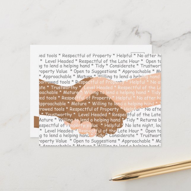 Als gute Nachbarin Postkarte (Vorderseite/Rückseite Beispiel)