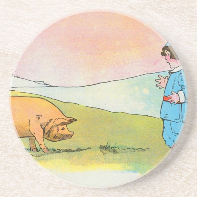 Als ich nach Bonner ging, traf ich ein Schwein Sandstein Untersetzer (Vorne)