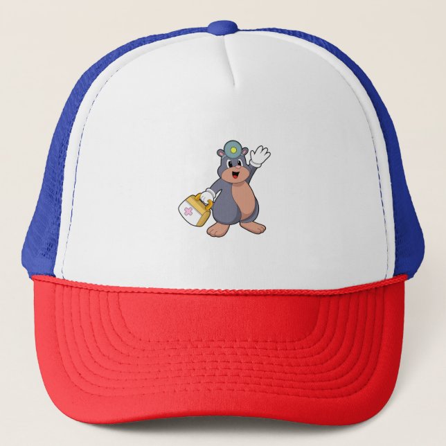 Als Krankenschwester mit Verbandskasten.PNG Truckerkappe (Vorderseite)