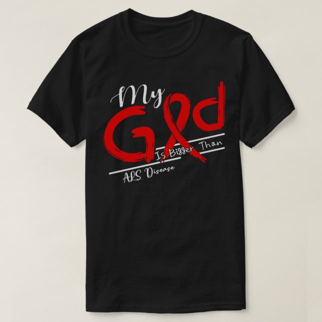 ALS Krankheit Bewusstsein, mein Gott ist stärker i T-Shirt (Design vorne)
