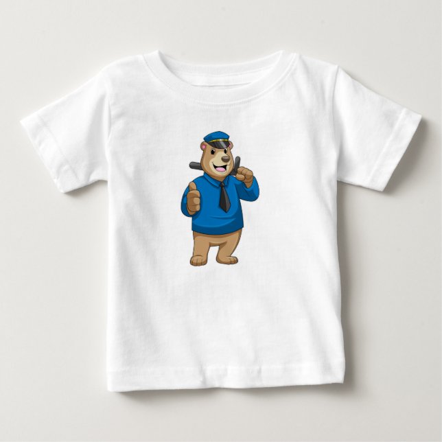 Als Polizeibeamter mit Polizeihut bedienen Baby T-shirt (Vorderseite)