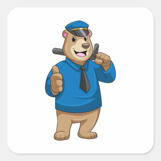 Als Polizeibeamter mit Polizeihut bedienen Quadratischer Aufkleber (Vorderseite)
