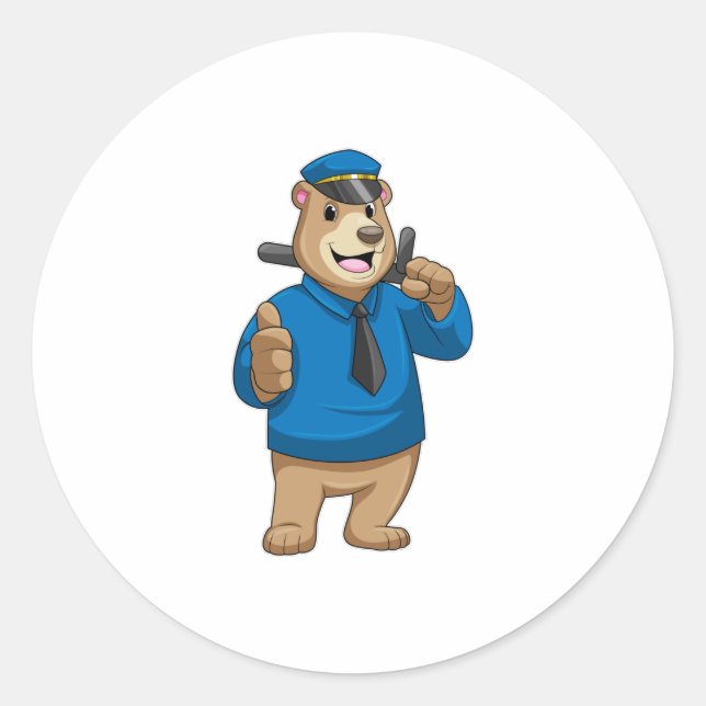 Als Polizeibeamter mit Polizeihut bedienen Runder Aufkleber (Vorderseite)