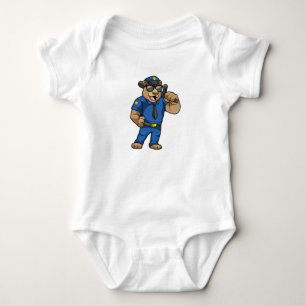 Als Polizeibeamter mit Polizeiuniform tragen Baby Strampler